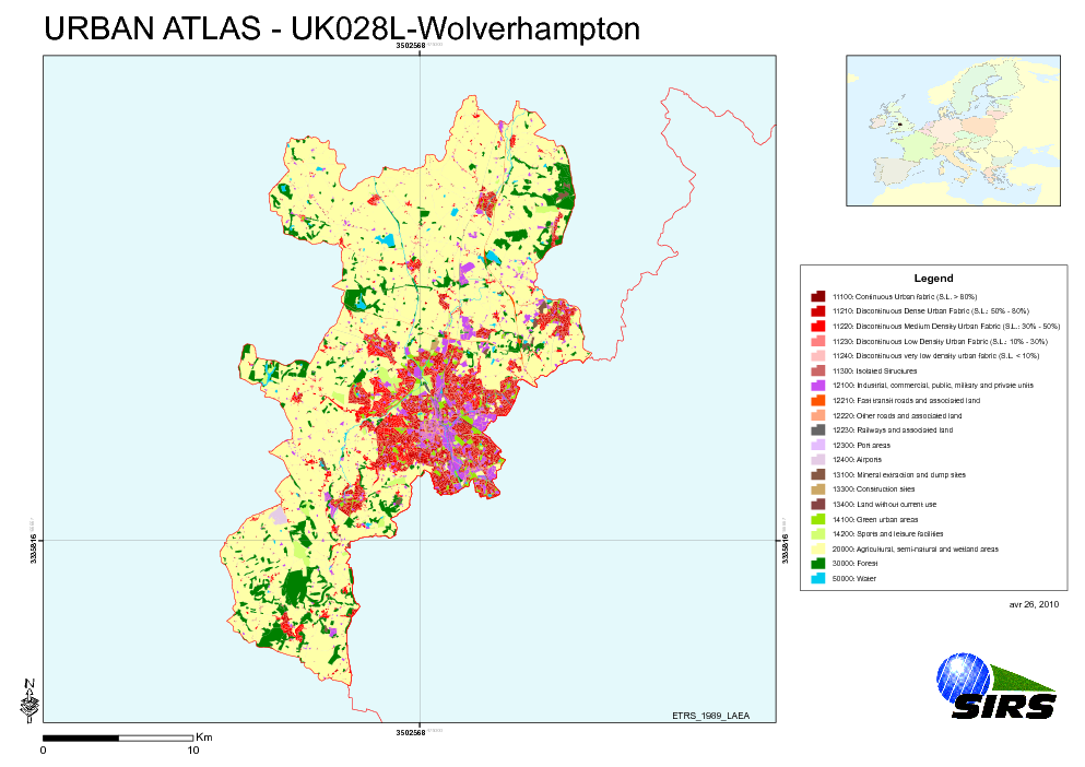 Wolverhampton Population Urban Atlas - United Kingdom - Wolverhampton