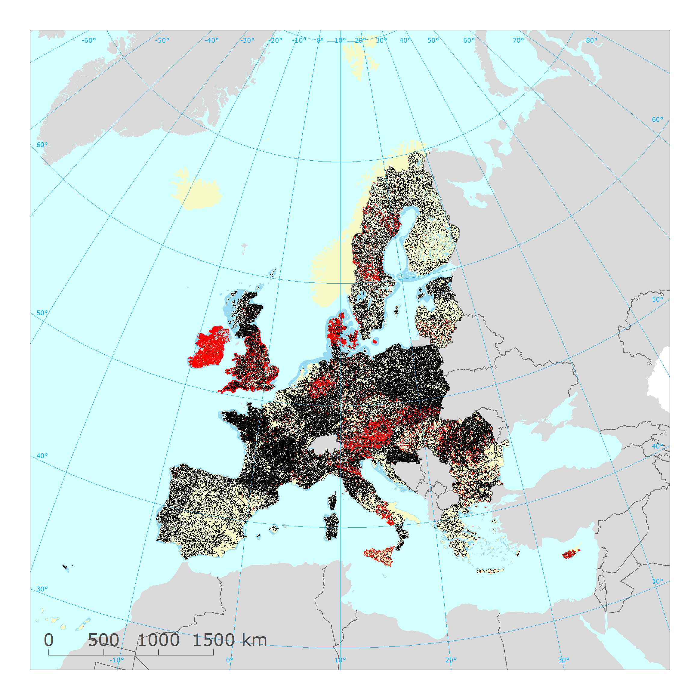 Wwfd Coverage Map WISE WFD surface water bodies reported under Water Framework Directive 2010